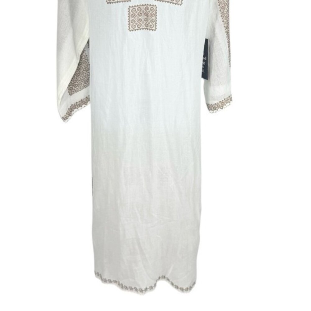 Tuckernuck x India Hicks Caftan Dress Cream Brown Print Maxi NWT Size S - Picture 10 of 14